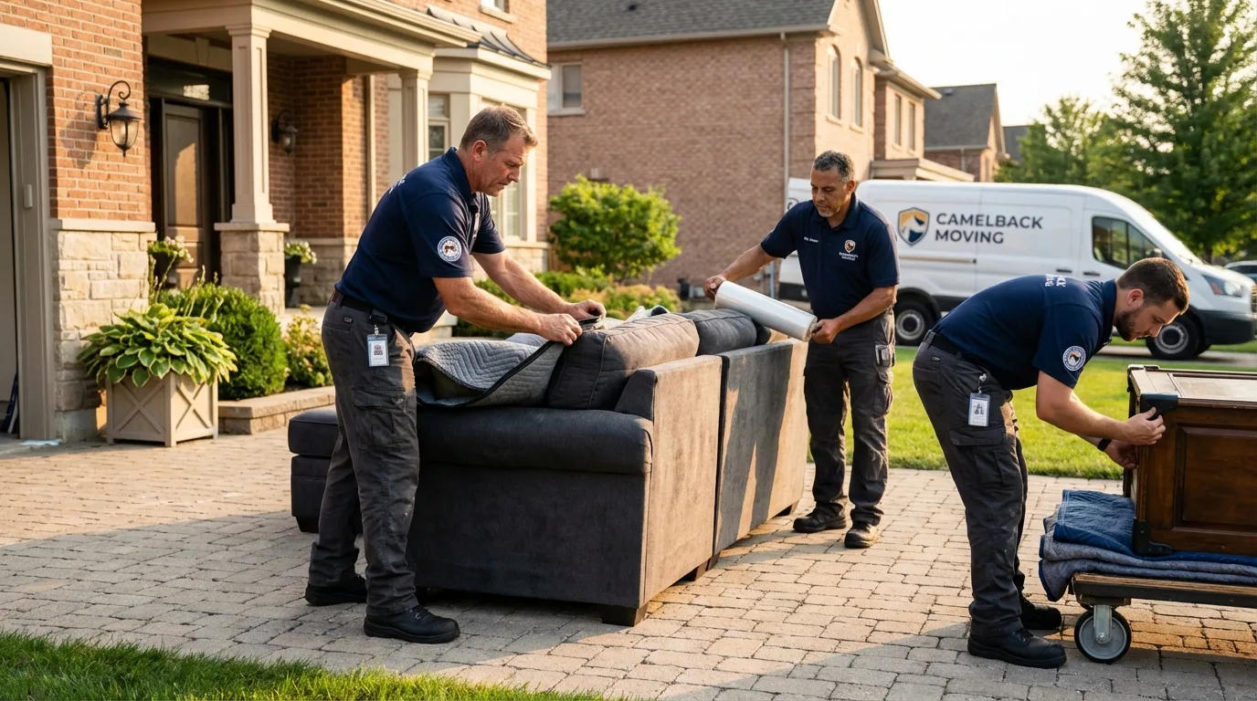 Large estate moving crew wrapping furniture in Van Alstyne, TX